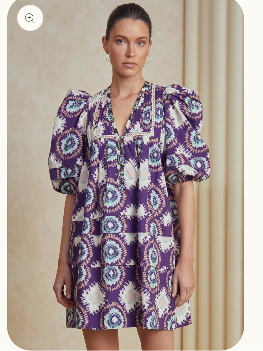 HUNTER BELL Jenkins Purple Tie-Dye Print Dress, XL